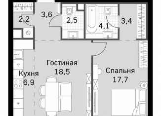 Продам однокомнатную квартиру, 58.9 м2, Москва, метро Беговая