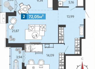 Продажа 1-комнатной квартиры, 72.1 м2, Пензенская область, Прибрежный бульвар, 5