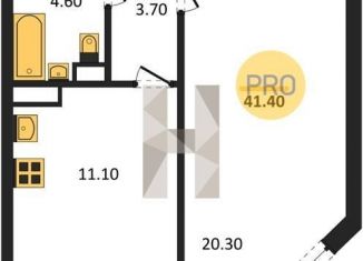 Продам однокомнатную квартиру, 41.4 м2, посёлок Отрадное, бульвар 70 лет Победы, 5