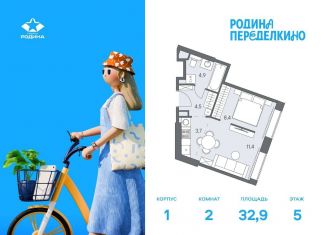 Продается двухкомнатная квартира, 32.9 м2, Москва, метро Боровское шоссе