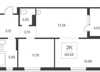 Продажа 2-ком. квартиры, 64.5 м2, посёлок Озёрный, Кедровая улица, 80/3