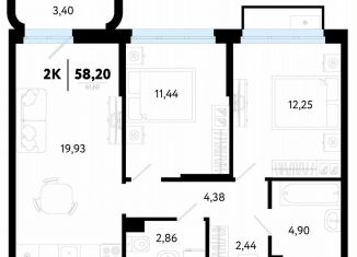 Продаю 2-ком. квартиру, 58.2 м2, Тюмень, Калининский округ