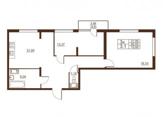 Продажа трехкомнатной квартиры, 70.7 м2, Санкт-Петербург, Московское шоссе, 262к1