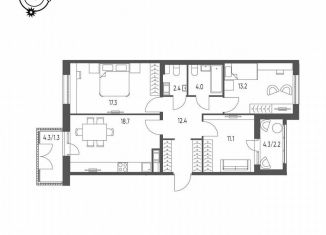 Продажа 3-ком. квартиры, 82.6 м2, Омская область, микрорайон Зелёная Река, 14