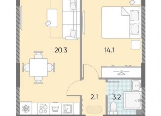 Однокомнатная квартира на продажу, 39.7 м2, Москва, жилой комплекс Зиларт, 18/19/27