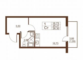 Квартира на продажу студия, 26.3 м2, Санкт-Петербург, Московское шоссе, 262к1