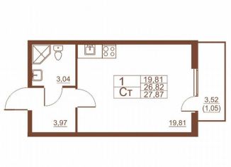 Продажа квартиры студии, 27.1 м2, Санкт-Петербург, Московское шоссе, 262к4