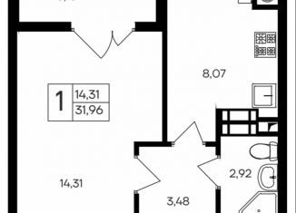 1-ком. квартира на продажу, 32 м2, село Белоглинка, Парковая улица, 1к2, ЖК Грэсовский