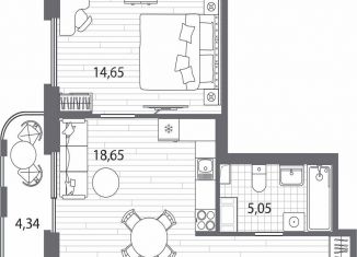 Продается 1-комнатная квартира, 45.3 м2, Санкт-Петербург, метро Лесная