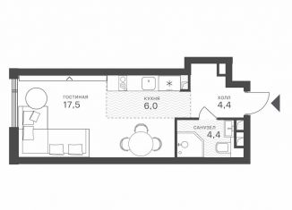 Квартира на продажу студия, 32.3 м2, Москва, метро Строгино, Крылатская улица, 33к1