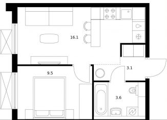 Продам 1-ком. квартиру, 32.3 м2, Котельники, Новая улица, 3