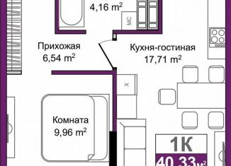 Продается однокомнатная квартира, 40.3 м2, Симферополь, ЖК Город Мира