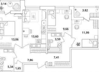 Продам 3-комнатную квартиру, 77.6 м2, Санкт-Петербург, метро Звёздная, Кубинская улица, 82к3с1