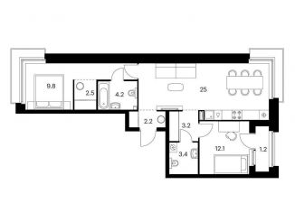 Продается 2-комнатная квартира, 63.6 м2, Казань