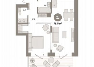 Продаю 1-комнатную квартиру, 82.3 м2, Тюмень, ЖК Речной Порт