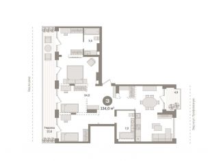 Продажа трехкомнатной квартиры, 134 м2, Тюмень, ЖК Речной Порт, Причальная улица, 11