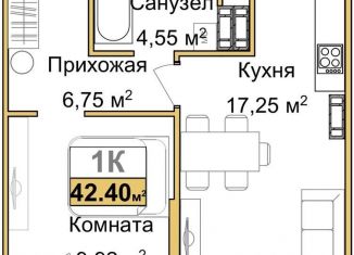 Продам однокомнатную квартиру, 40.4 м2, Симферополь, Центральный район