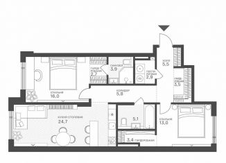 Продажа 2-ком. квартиры, 86.5 м2, Москва, Крылатская улица, 33к1, метро Крылатское