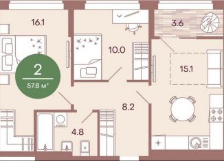 Продам 2-комнатную квартиру, 57.8 м2, Пенза, жилой комплекс Норвуд, с4