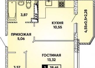 Однокомнатная квартира на продажу, 39 м2, Краснодар, микрорайон Губернский