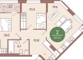 Продажа двухкомнатной квартиры, 61.9 м2, Пенза, жилой комплекс Норвуд, с5, Железнодорожный район