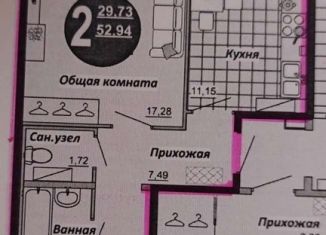 Двухкомнатная квартира на продажу, 57 м2, Ульяновск, проспект Маршала Устинова, 9, ЖК Риверсайд
