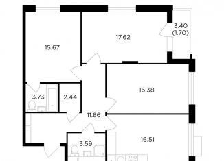 Продается 3-ком. квартира, 88.6 м2, Москва, ЖК ТопХиллз, Электролитный проезд, с7к2