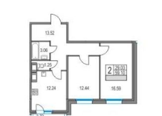Продам 2-комнатную квартиру, 61.8 м2, Санкт-Петербург, проспект Испытателей, метро Пионерская