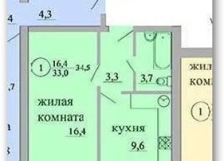 Продается 1-комнатная квартира, 35.4 м2, Киров, ЖК Северный, Березниковский переулок, 34
