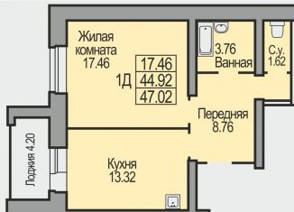 Продам 1-комнатную квартиру, 47 м2, Бердск