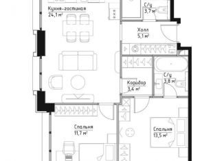 Продается двухкомнатная квартира, 65.3 м2, Москва, Дубининская улица, 65с1, ЖК Павелецкая Сити