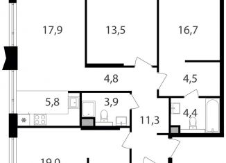 Продается четырехкомнатная квартира, 95.2 м2, Москва, Савёловский район, жилой комплекс Петровский Парк 2, к1