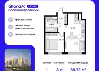 Продаю однокомнатную квартиру, 38.7 м2, Санкт-Петербург, метро Зенит