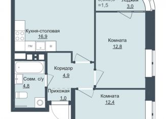 Продается 2-комнатная квартира, 52.8 м2, Ижевск, ЖК Истории