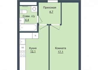 Однокомнатная квартира на продажу, 38.3 м2, Ижевск, ЖК Истории