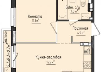 Продам 1-комнатную квартиру, 36.4 м2, село Первомайский