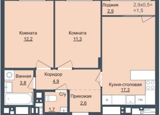 Продажа 2-комнатной квартиры, 53.8 м2, Ижевск, ЖК Истории