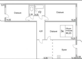 3-комнатная квартира на продажу, 90 м2, Тюмень, Кремлёвская улица, 110к1, ЖК Плеханово