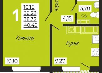 Продается 1-комнатная квартира, 40.4 м2, деревня Киселёвка, Изумрудная улица