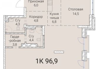 Продается 1-ком. квартира, 96.9 м2, Новосибирск, Овражная улица, 2А, метро Гагаринская