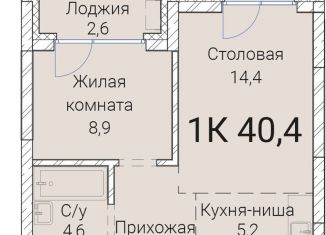 Продам 1-ком. квартиру, 40.4 м2, Новосибирская область, Овражная улица, 2А