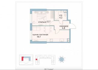 1-ком. квартира на продажу, 41.4 м2, Москва, метро Лефортово