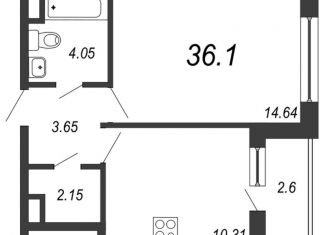 Продается 1-комнатная квартира, 36.1 м2, Санкт-Петербург, Планерная улица, 97к1, ЖК Нью Тайм