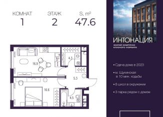 Продается однокомнатная квартира, 47.6 м2, Москва, станция Покровское-Стрешнево