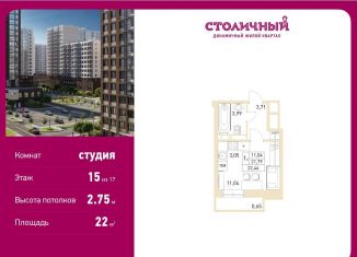 Продается квартира студия, 22 м2, Балашиха, жилой комплекс Столичный, к23, ЖК Столичный