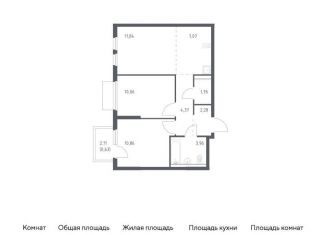 2-комнатная квартира на продажу, 52.8 м2, деревня Мисайлово, Каширское шоссе - Молоково - Андреевское