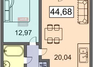 1-ком. квартира на продажу, 44.7 м2, Рязань, Московское шоссе, 2, Железнодорожный район