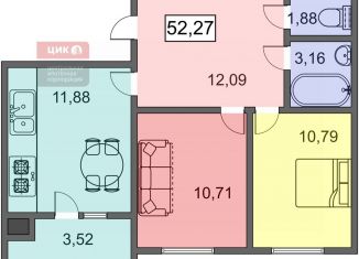 Продам двухкомнатную квартиру, 52.3 м2, Рязань