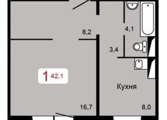 Продажа 1-комнатной квартиры, 42.1 м2, Красноярск