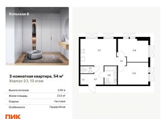 Продажа двухкомнатной квартиры, 54 м2, Москва